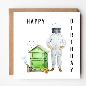 Birthday Card Beekeeper Card, Beehive Honey Farmer, Card for Beekeeper, Beekeeping card. British Wildlife Nature