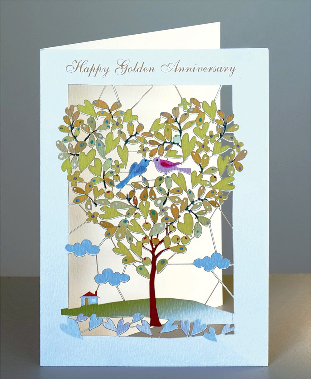 Golden Anniversary Card Laser Cut card Happy Golden Etsy