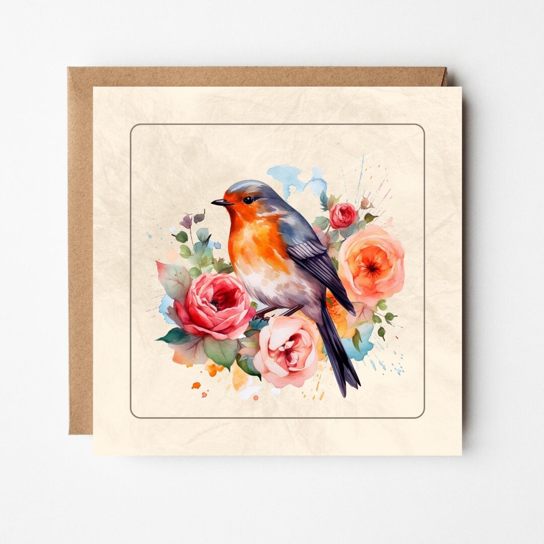 Robin Card, Blank Greeting Card, Cute Bird Wildlife, All Occasion, Just ...
