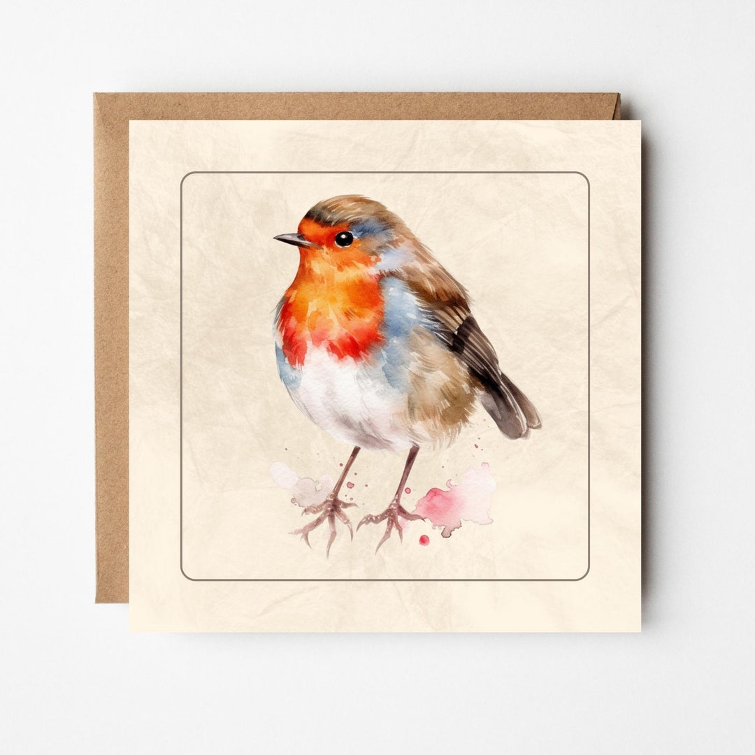 Robin Card, Blank Greeting Card, Cute Bird Wildlife, All Occasion, Just ...