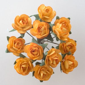 12 Paper tea Roses on wires