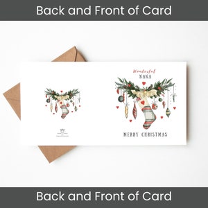 Nana Christmas Card, Merry Christmas Card, Wonderful Nana Card Christmas Garland Illustration Blank Christmas Card for Nana, Xmas Card Nana afbeelding 5