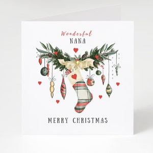 Nana Christmas Card, Merry Christmas Card, Wonderful Nana Card Christmas Garland Illustration Blank Christmas Card for Nana, Xmas Card Nana afbeelding 6