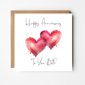 Happy Anniversary Card To You Both, Greeting card for a special couple,  Watercolour Heart