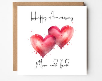 Happy Anniversary Card To You Both, Greeting card for a special couple,  Watercolour Heart