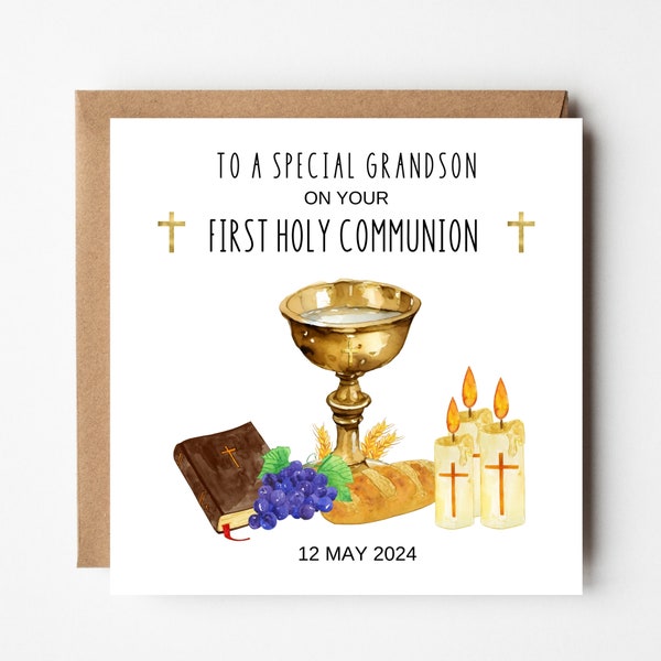 Personalised 1st Holy Communion Card for Boys and Girls, First Holy Communion Gift for Religious Celebration, 1st Communion Gen #001R