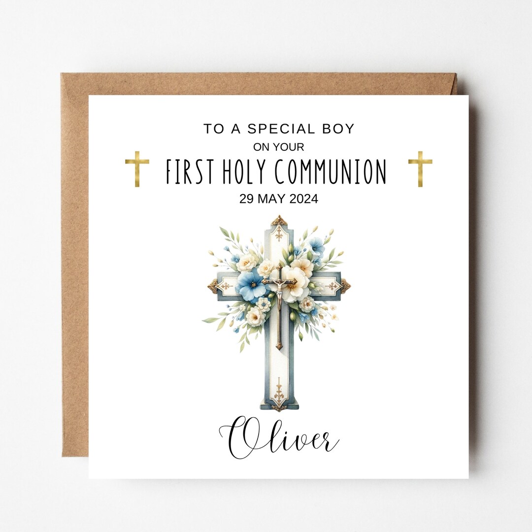 Personalised 1st Holy Communion Card for Boy First Holy Communion Gift ...