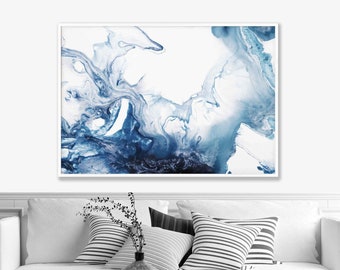 ABSTRACT Blue & White Art Print of Paintings Wall Art Print Modern Art Poster print wall art Pictures Artwork ARTZE