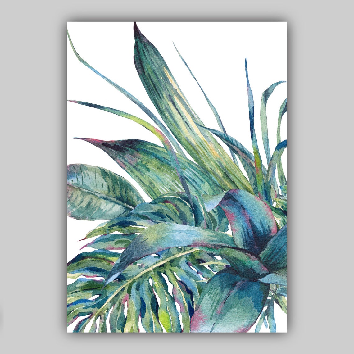 Tropical Leaves Print Set of 3 Art Prints of Watercolour - Etsy UK