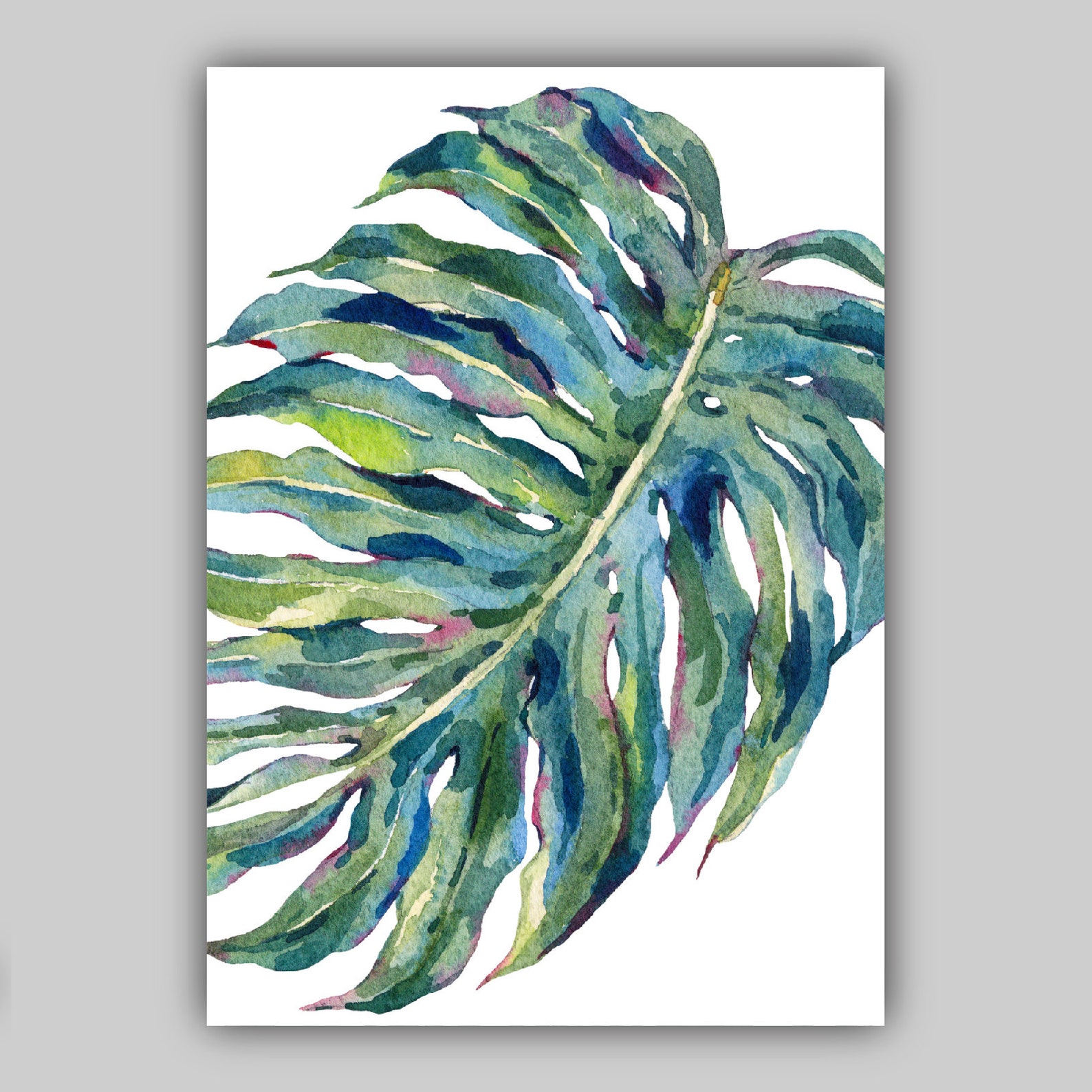 Tropical Leaves Print, Set of 3 Art Prints of Watercolour Monstera ...