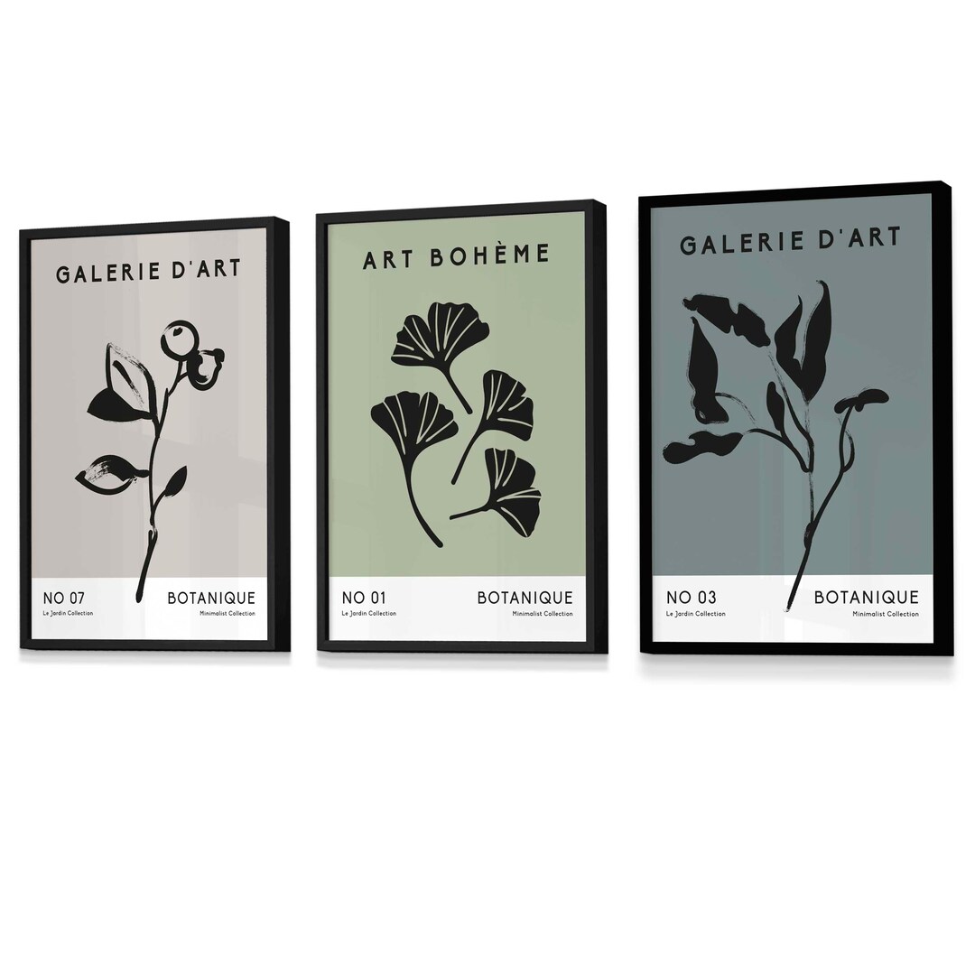 Boho Botanical Art, Set of 3, Modern Wall Decor, Minimalist Art Prints ...