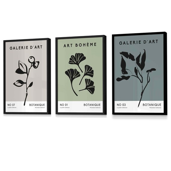 Boho Botanical Art Set of 3 Modern Wall Decor Minimalist Etsy