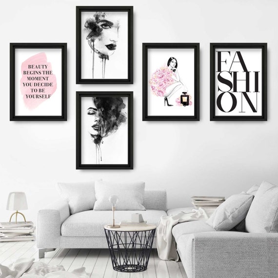Set Of 5 Fashion Gallery Wall Art Prints Original Watercolour Image 0