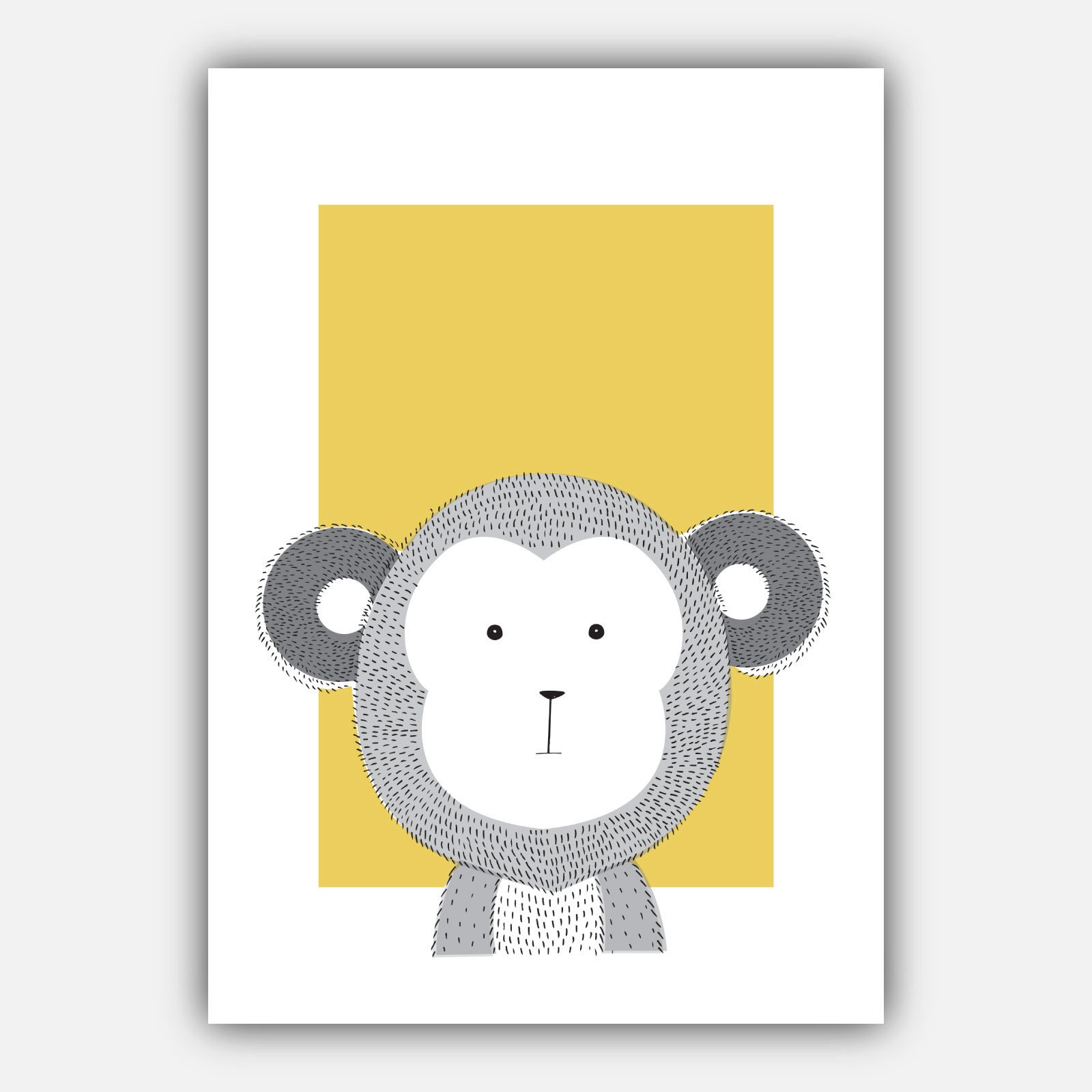 NURSERY Set of 5 JUNGLE Animals Gallery Wall Art Prints Yellow | Etsy