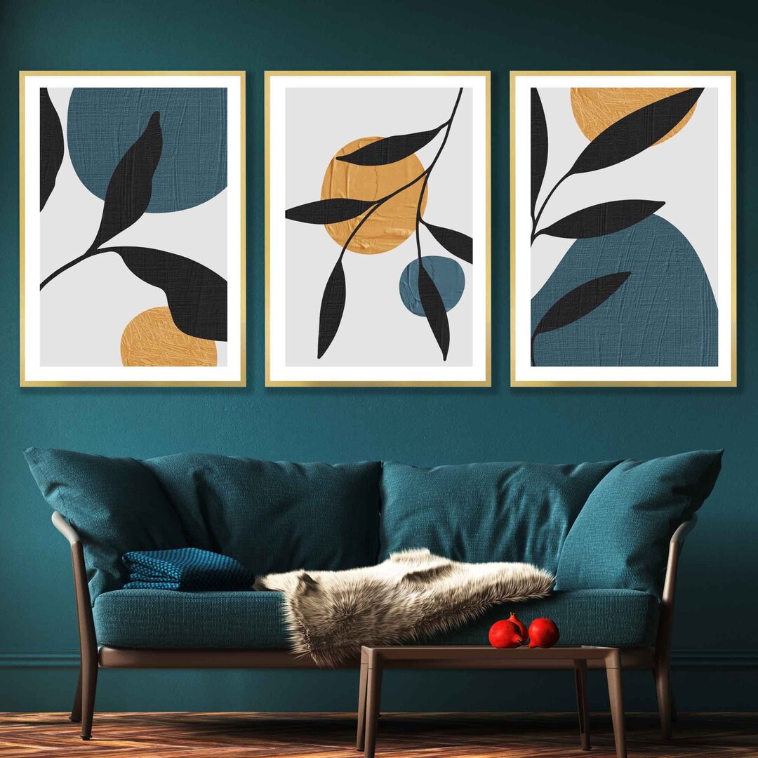 Set of 3 Wall Art Prints Boho Abstract Wall Art Prints, Nordic Wall