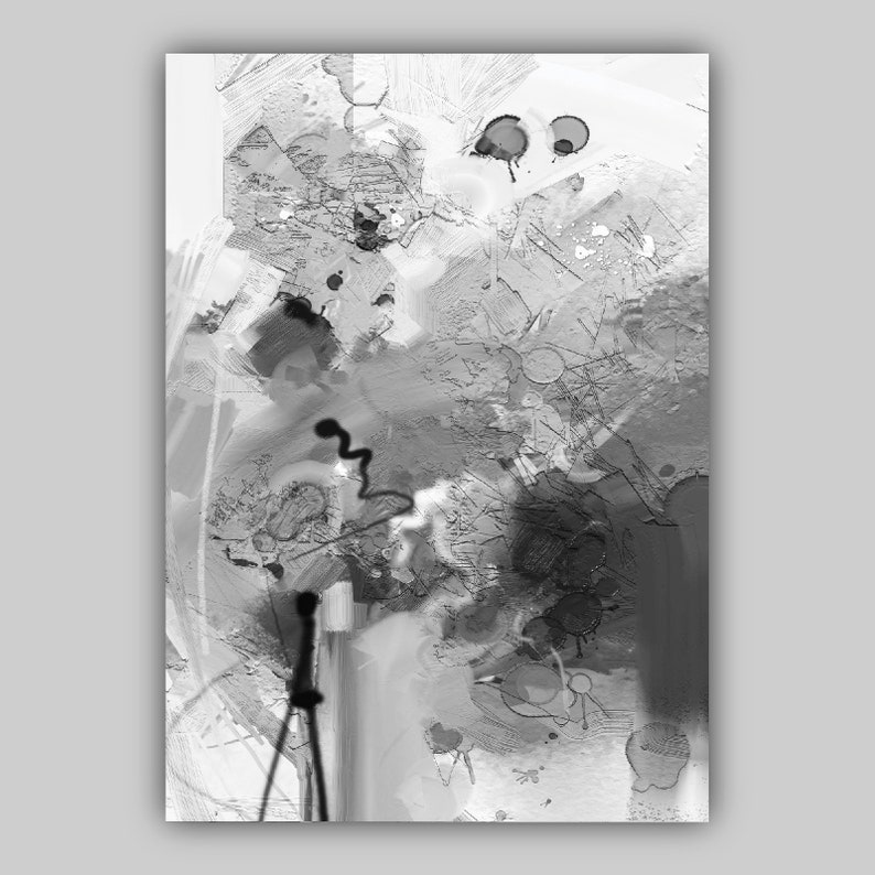 Set of 3 Abstract Black and White Art Prints From Original Watercolour ...