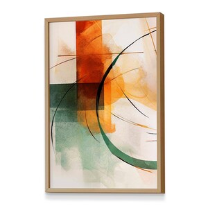 Framed Abstract Geometric Artwork, Vibrant Orange and Green, Enhance Living Room Aesthetics 2195 image 3