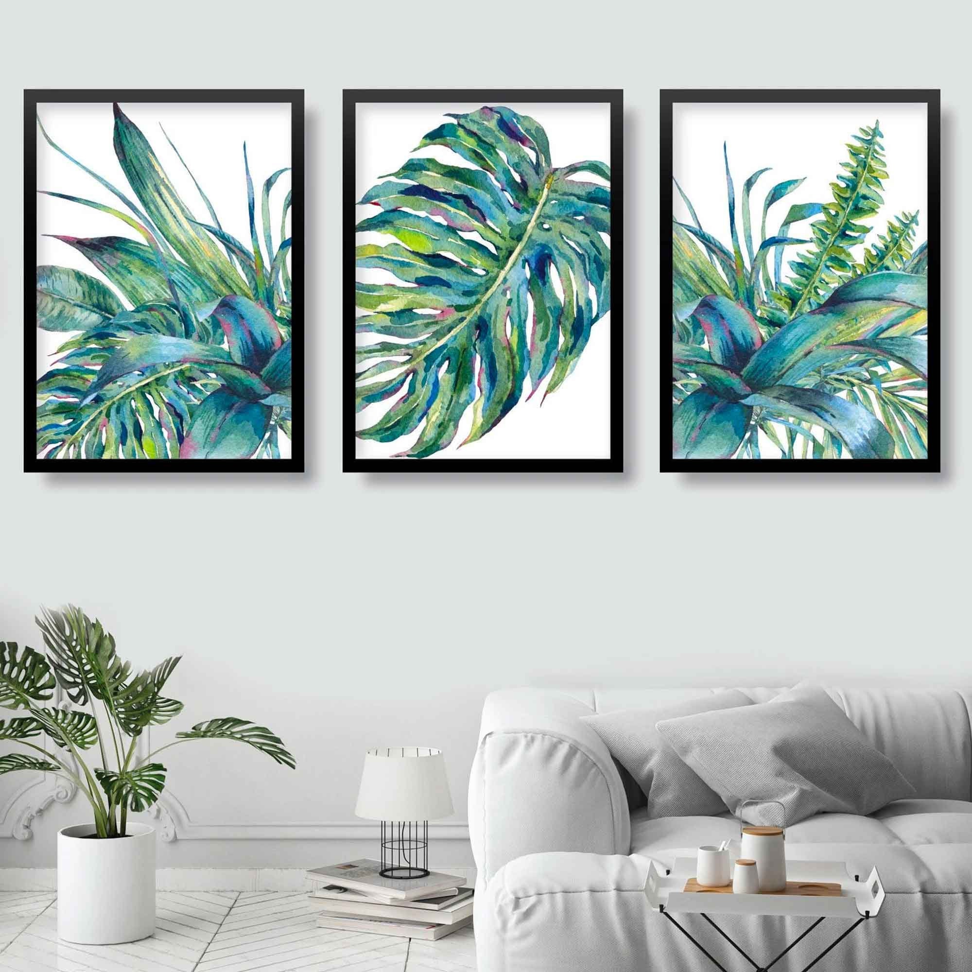 Tropical Leaves Print Set of 3 Art Prints of Watercolour - Etsy UK