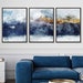 Set of 3 Abstract Art Prints of Paintings Navy Blue Yellow Golden Orange Wall Art Print Poster Mountains print wall art Pictures Artwork 