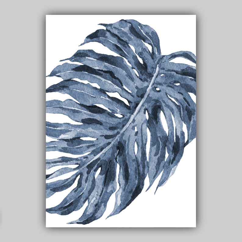 BOTANICAL Set of 3 Navy Blue Art PRINTS From Original Watercolour ...