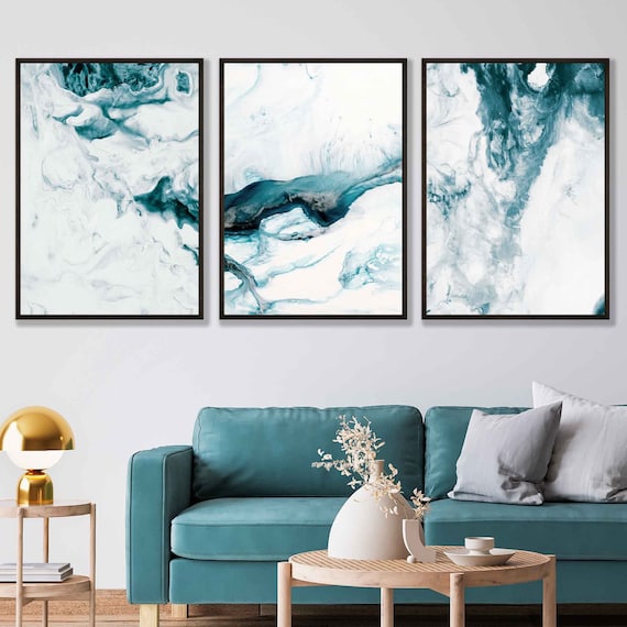 2er Set Abstrakte Wandbilder In Grün - Moderne Leinwand Drucke 40x60cm