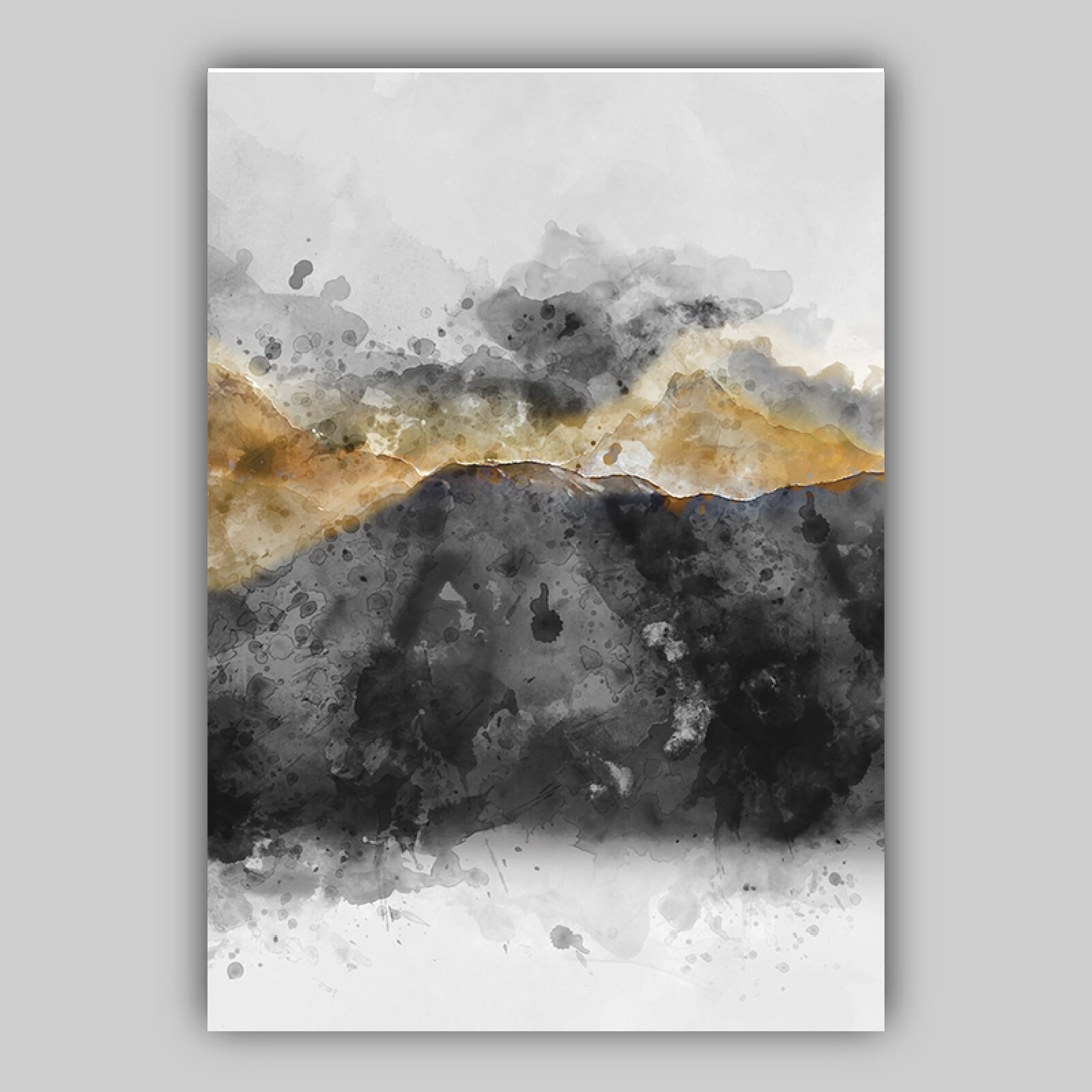 Set of 3 Abstract Art Prints of Paintings Black Grey Yellow | Etsy