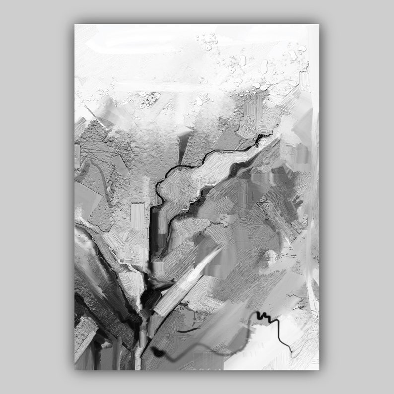 Set of 3 Abstract Black and White Art Prints From Original Watercolour ...