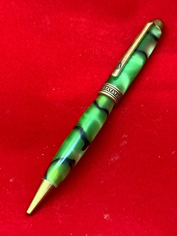 Lime/black Marble Handcrafted European Style Acrylic Pen 