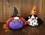 Doll miniatures, set two goth rag dolly, decoration ideas, black skulls and purple clothes, fancy collection, gifts for mum, best friend.