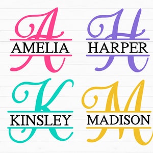 Split Monogram alfabet SVG lettertype, Monogram lettertype SVG, Split Monogram Frame alfabet, Monogram Letters SVG lettertype voor Circut - Amelia Split lettertype
