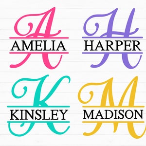 Split Monogram Alphabet SVG Font, Monogram Font SVG, Split Monogram Frame Alphabet, Monogram Letters SVG Font for Circut - Amelia Split Font