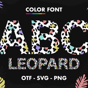 Leopard Font SVG, Leopard print svg font for cricut, leopard font png, Animal font svg, Leopard alphabet letters svg, cheetah print svg font