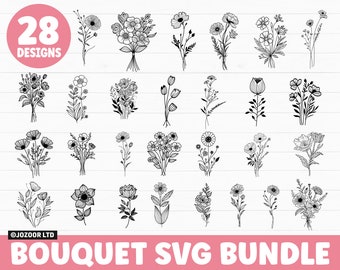 Flowers Bouquet SVG Bundle, Floral SVG, Bouquet SVG, Wildflower svg, Botanical svg, Flower Bouquet svg, wildflowers svg png files Cricut