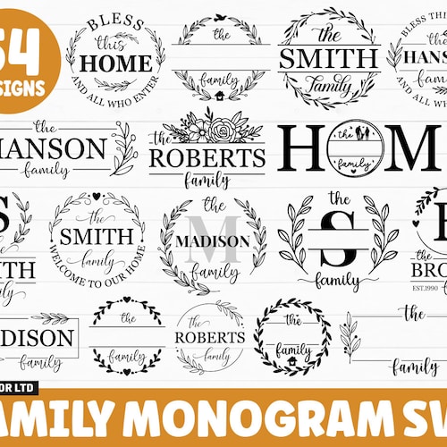 Family Name Monogram SVG Bundle, Monogram SVG, Split Monogram svg, Family svg, Family Sign svg, Wedding Monogram svg, family name svg Cricut