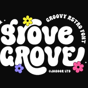 Fuente Groovy, Fuente Retro, Fuente Cricut, Fuente para Cricut, Fuente de los años 70, Fuente Boho, Fuente Procreate, Fuente SVG, Fuente Hippie, Fuente Bubbly - Fuente Grove