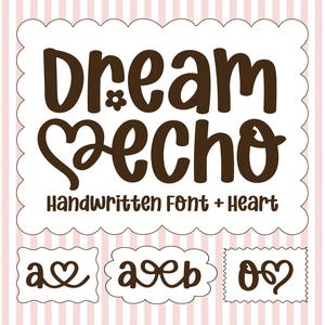 Fuente de corazón manuscrita, fuente Cricut, fuente Procreate, fuente SVG para Cricut, fuente script SVG, fuente con corazones, fuente para bodas - Dream Echo Font