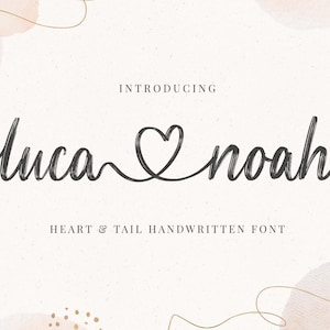 Fuente script, Fuente con corazones, Fuente con colas, Fuente de corazón, Fuente de pincel manuscrita, Fuente cursiva, Fuente de boda, Fuente Cricut, Fuente Luca Noah