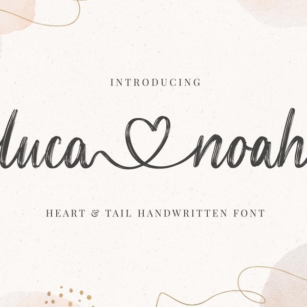 Script Font, Font with Hearts, Font with Tails, Heart Font, Handwritten Brush Font, Cursive Font, Wedding Font, Cricut Font, Luca Noah Font