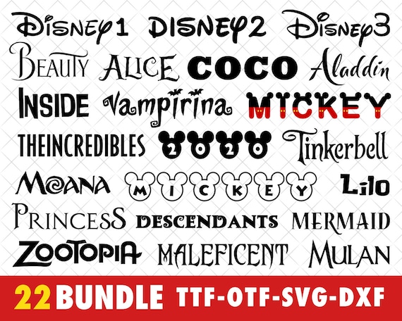Movies Fonts Bundle 2020 Disney Fonts Disney Font Bundle Svg Fonts For Cricut Fonts Silhouette