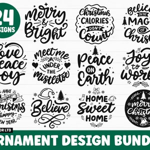 Christmas Ornaments SVG Bundle, Winter SVG, Christmas SVG, Merry Christmas svg, Believe svg, Round ornament svg, Christmas Scene svg Cricut