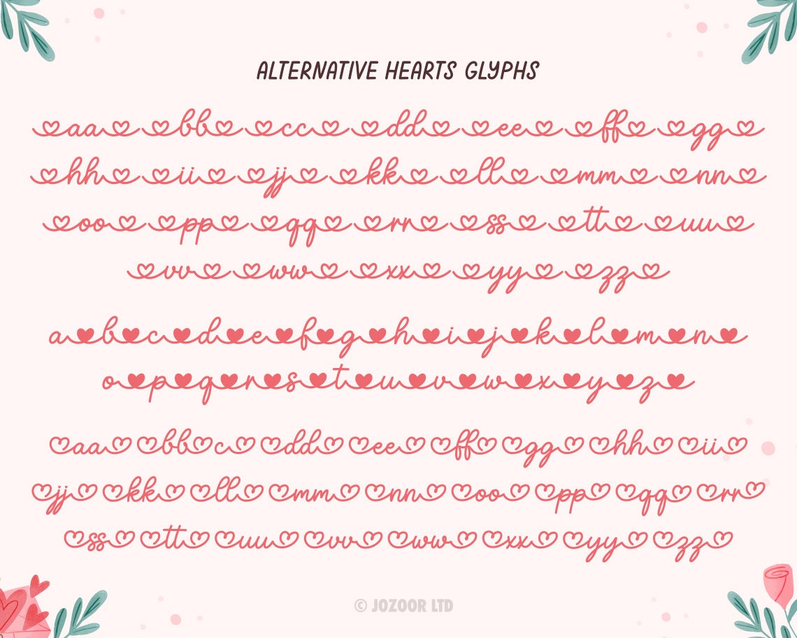Script Font Font With Hearts Font With Tails Heart Font - Etsy