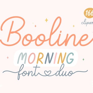 Duo de polices de caractères, police Monoline avec coeurs, police avec queues, police coeur, police cursive, police pour Cricut, police de script SVG - police Booline