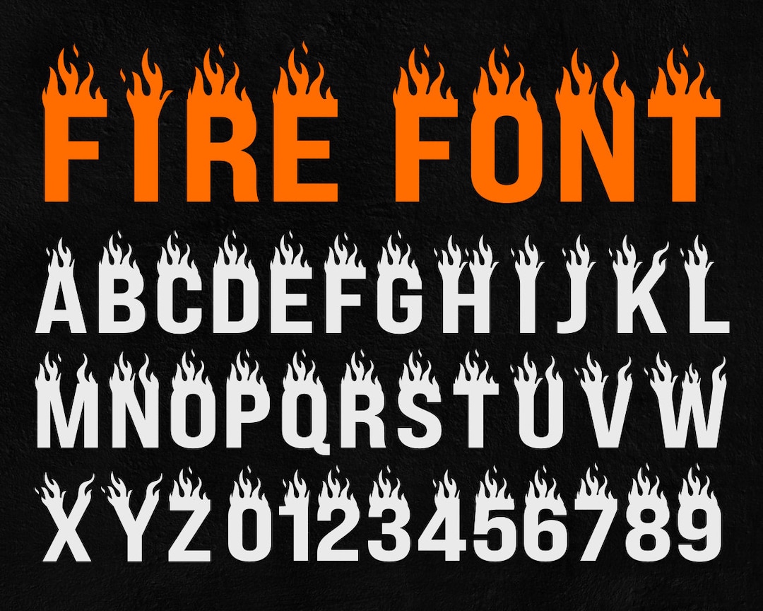 Fire Vector Font Fire Font SVG, Flame Font SVG, Flame Font for Cricut, Silhouette, Blaze ...
