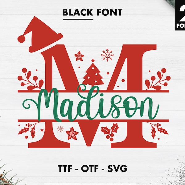 Christmas Monogram SVG Font, Christmas Split SVG, Christmas Split Alphabet Letters, Christmas Ornaments SVG font, Christmas Font svg Cricut