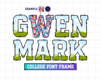 Canva Frame Template Alphabet Font Letters, Alphabet Doodle, Fill in Alphabet, College Canva Frame, Varsity Canva Frame, Canva Letters Frame