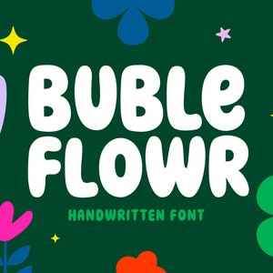 Fonte Retro, Fonte Groovy, Fonte Cricut, Fonte Boho, Fonte Display, Fonte Bubbly, Fonte Moderna, Fonte Procreate, Fonte SVG dos anos 70 - Fonte Buble Flowr