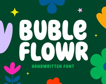 Retro lettertype, groovy lettertype, Cricut lettertype, Boho lettertype, weergavelettertype, bubbellettertype, modern lettertype, voortplant lettertype, jaren '70 lettertype SVG - Buble Flowr lettertype