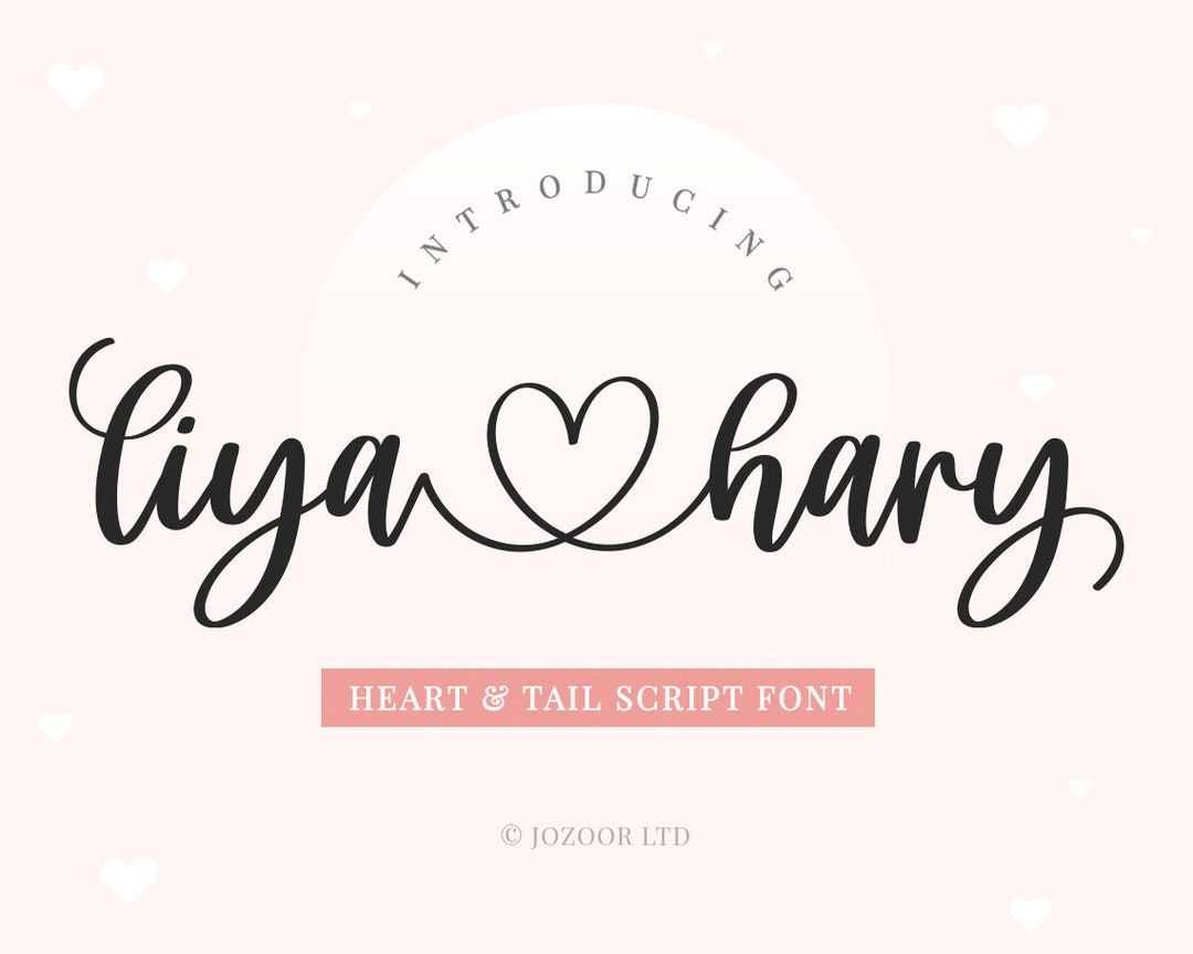 Script Font, Font With Hearts, Cursive Font, Font With Tails, Wedding ...