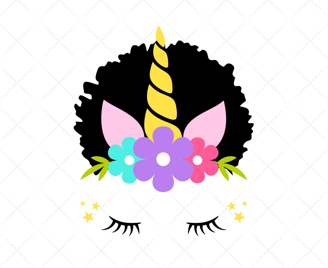 Afro unicorn svg afro woman svg unicorn svg file cut unicorn | Etsy