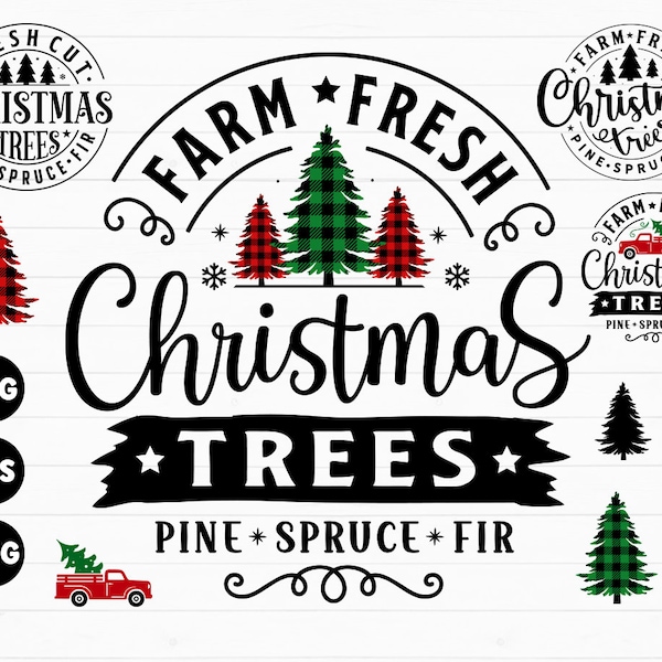 Farm Fresh Christmas Trees SVG, Christmas Tree SVG, Christmas Sign SVG, Christmas svg Bundle, Christmas svg, Farmhouse Christmas svg Cricut